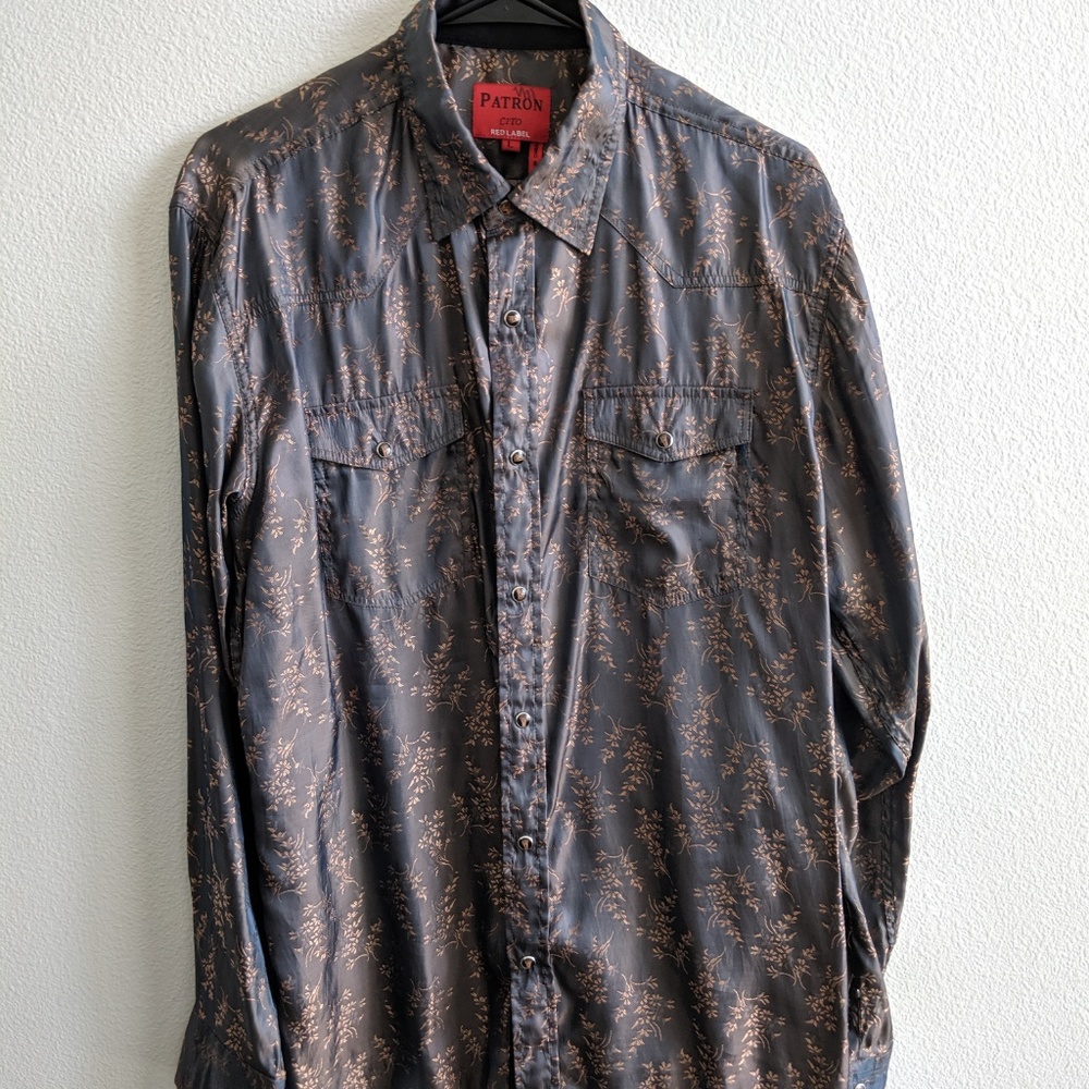 Patron Cito Floral Snap Button Shirt L